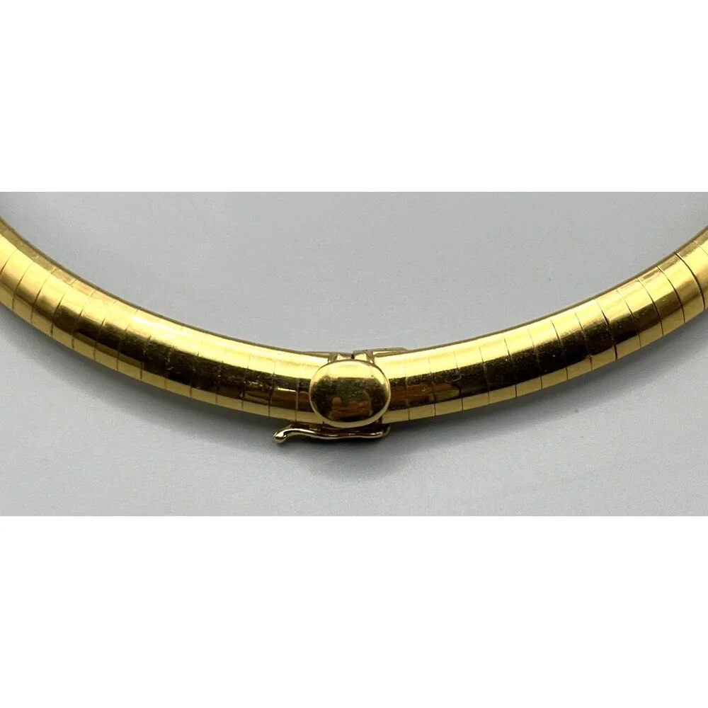 Vtg 1980s Gold Overlay Wide Articulated Omega Chain Collar Necklace